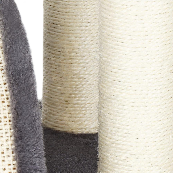 Ansamblu de joaca pentru pisici, cu loc pentru zgariat, ascuns, culcus, minge, 67cm, crem [2]