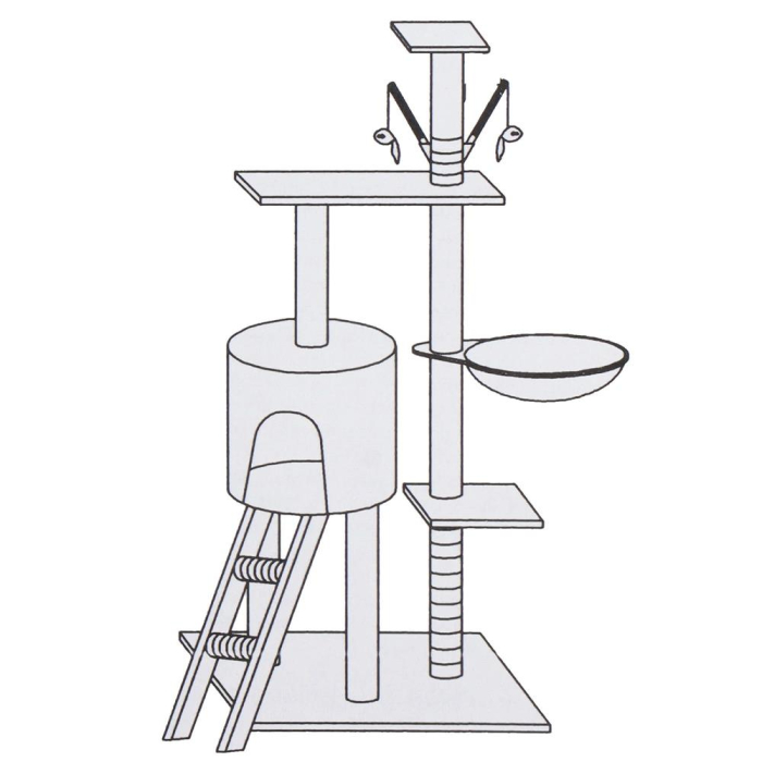 Ansamblu de joaca pentru pisici, cu loc pentru zgariat, ascuns, culcus, mingi, 145cm, grafit [12]