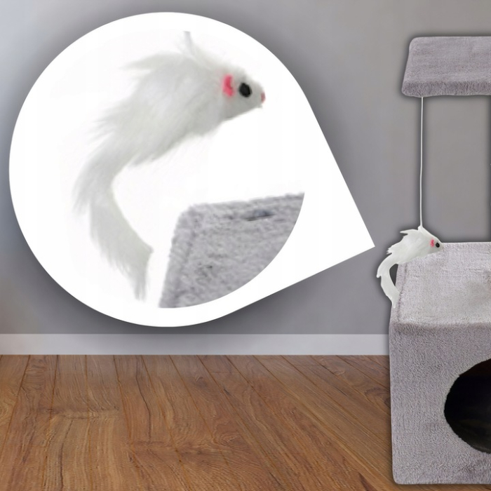 Ansamblu de joaca pentru pisici, cu loc pentru zgariat, ascuns, platforma, 62cm, gri [5]