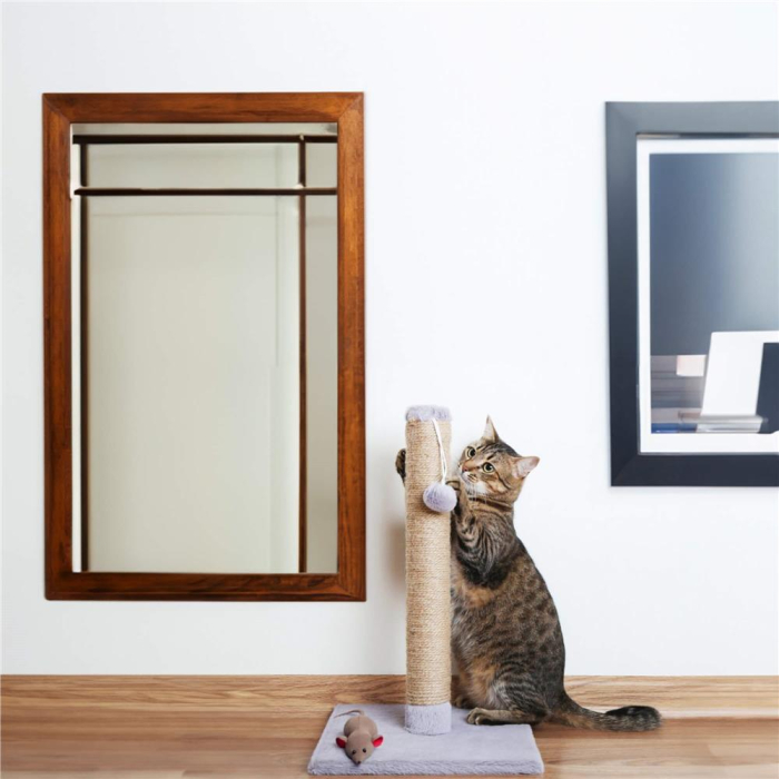 Ansamblu de joaca pentru pisici, cu loc pentru zgariat si sfoara, 103cm, gri [4]