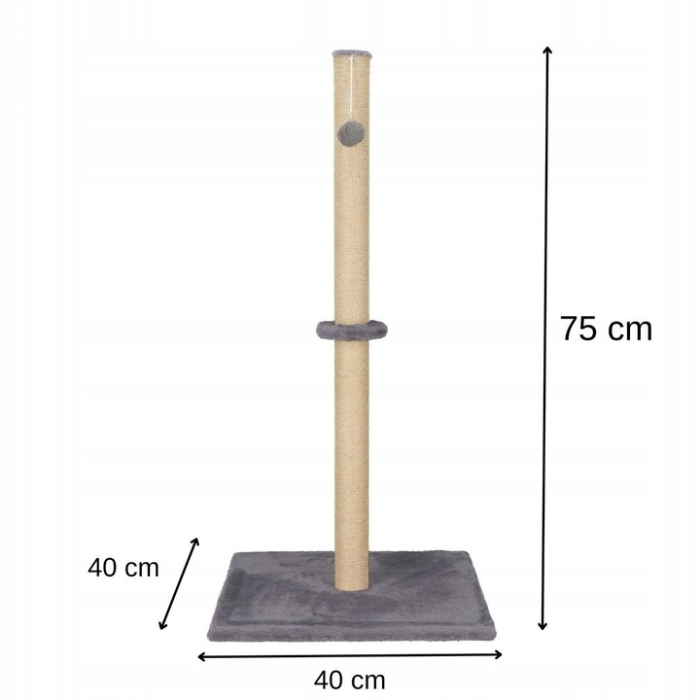 Ansamblu de joaca pentru pisici, cu loc pentru zgariat si sfoara, 75cm, gri inchis [7]