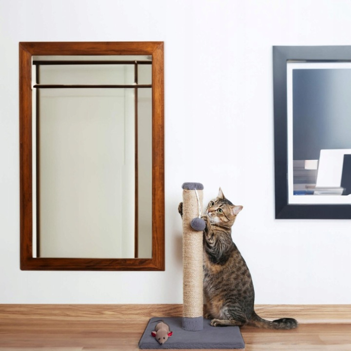 Ansamblu de joaca pentru pisici, cu loc pentru zgariat si sfoara, 75cm, gri inchis [4]