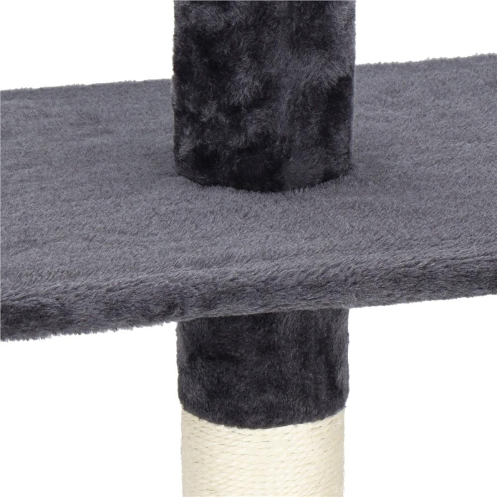 Ansamblu de joaca pentru pisici, tip stalp de catarat pana la tavan, inaltime reglabila, 240 - 265 cm, gri inchis [12]