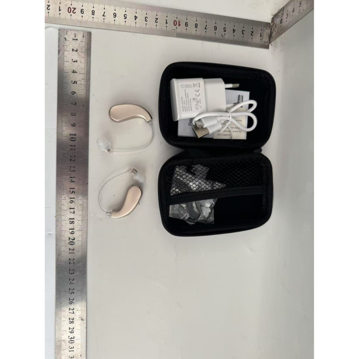 Aparat auditiv retroauricular BTE Reincarcabil, , Set 2 bucati Stinga Dreapta, Standard European, Aparat auditiv Cu incarcator, Aparat pentru Auz, 12 x 8.5 x 4 cm, 89 g, Auriu [5]