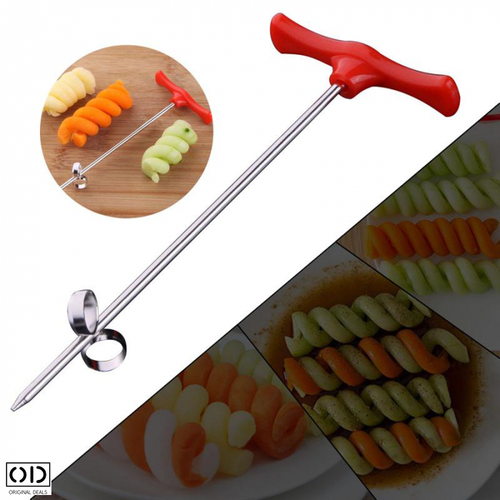 Aparat Cutit Multifuntional pentru Spiralat Cartofii, Ergonimic si Eficient, Verde [12]