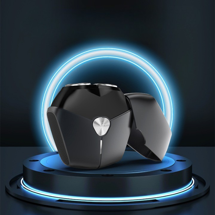 Aparat de Ras Portabil, , 8W, Autonomie 60 min, Incarcare Cablu Type C Inclus, Periuta de Curatare, Husa, Reincarcabil, 7.3x7.5x3.3 cm, Negru [9]