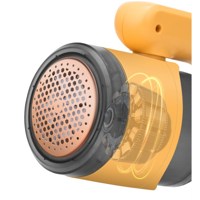 Aparat Pentru Curatat Scame, Par Si Praf, , cu LED, Pentru Diferite Tipuri De Material, Cu Lame Din Otel Inoxidabil, Compartiment de Depozitare, Maner Reglabil, 11x10.5x8.7 cm, Galben [10]