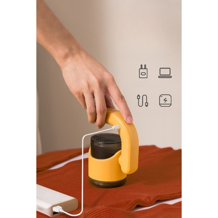 Aparat Pentru Curatat Scame, Par Si Praf, , cu LED, Pentru Diferite Tipuri De Material, Cu Lame Din Otel Inoxidabil, Compartiment de Depozitare, Maner Reglabil, 11x10.5x8.7 cm, Galben [6]