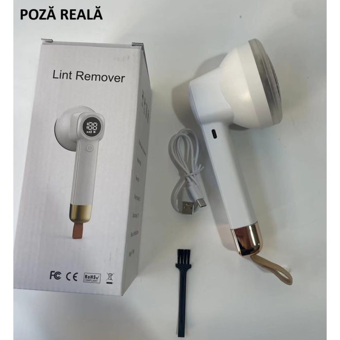 Aparat Pentru Curatat Scame, Par Si Praf, , Pentru Diferite Tipuri De Material, Cu Lame Din Otel Inoxidabil, Incarcare Prin USB Type-C, Cu Perie De Curatare si Cablu USB Incluse, Alb, 20 x 8.8 x 8.5 cm [16]