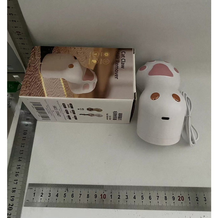 Aparat pentru Curatat Scame, Par Si Praf, , Pentru Diferite Tipuri De Material, Incarcare USB Type-C, Model Labuta de Pisica, 14x7x7.5 cm, Alb-Roz [2]