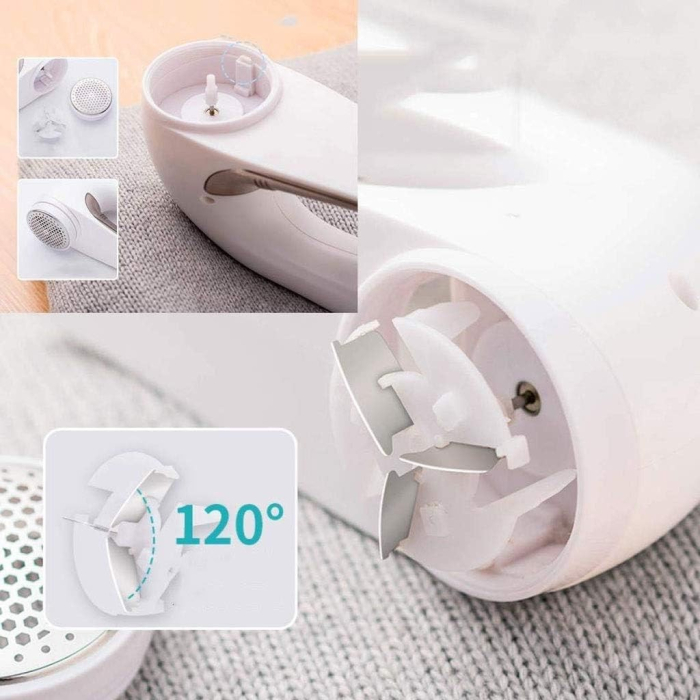 Aparat Pentru Curatat Scame, Par Si Praf, , Trimmer pentru Diferite Tipuri De Material, Cu Lame Din Otel Inoxidabil, Maner Ergonomic, Incarcare Prin USB, 15x6x9 cm, Alb [6]