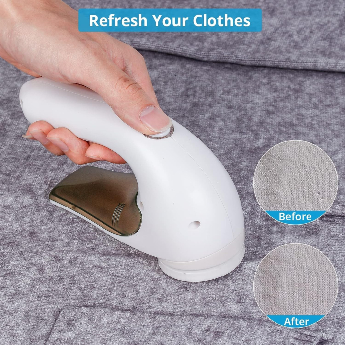 Aparat Pentru Curatat Scame, Par Si Praf, , Trimmer pentru Diferite Tipuri De Material, Cu Lame Din Otel Inoxidabil, Maner Ergonomic, Incarcare Prin USB, 15x6x9 cm, Alb [13]