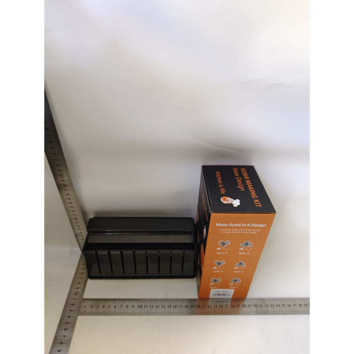 Aparat pentru Sushi, , Set 7 Accesorii pentru Sushi, Ofera 3 Forme de Design, Rotund, Triunghi, Inimioare, Negru [5]