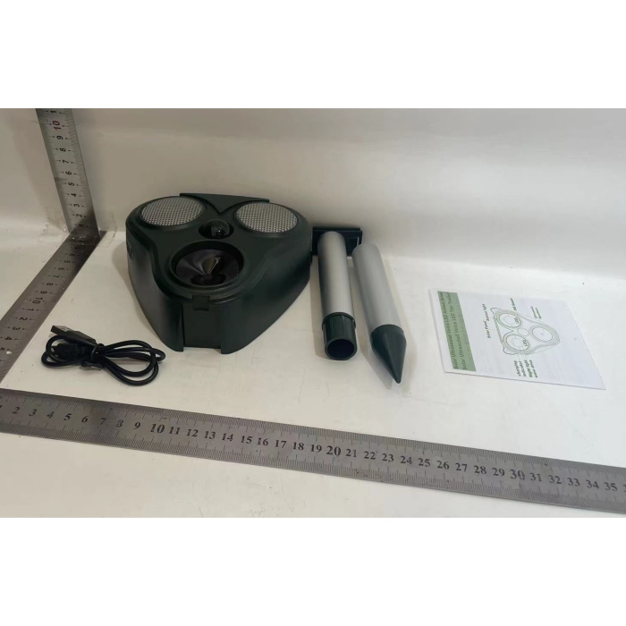 Aparat Solar LED cu Ultrasunete, , Repelent pentru Animale Mari si Mici, Lumina Rosie si Alba, Anti Rozatoare, Anti Insecte, Frecventa 13.5KHZ-65 KHZ, Senzor PIR, 13 x 14.7 x 24.5 cm, Verde [2]