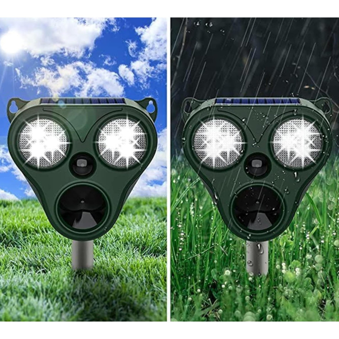 Aparat Solar LED cu Ultrasunete, , Repelent pentru Animale Mari si Mici, Lumina Rosie si Alba, Anti Rozatoare, Anti Insecte, Frecventa 13.5KHZ-65 KHZ, Senzor PIR, 13 x 14.7 x 24.5 cm, Verde [5]