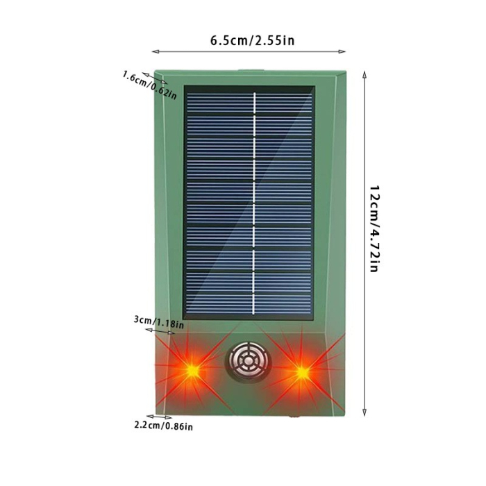 Aparat Solar LED cu Ultrasunete, , Repelent pentru Animale Mari si Mici, Lumina Rosie si Alba, Anti Rozatoare, Anti Insecte, Frecventa 9-36.5KHZ, 12 X 6.5 cm, Verde [5]