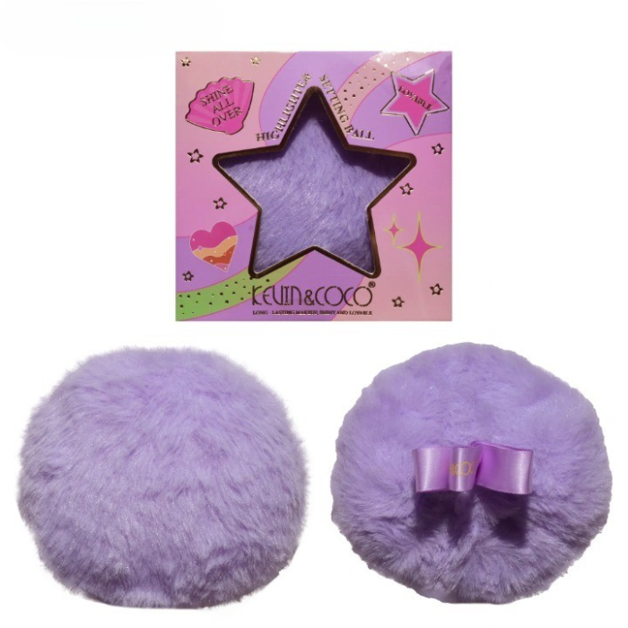 Aplicator pentru Iluminator/Pudra, Tip Buretel Pufos, Kevin & Coco, 9.6 x 9.6 x 7.2cm, Mov [5]