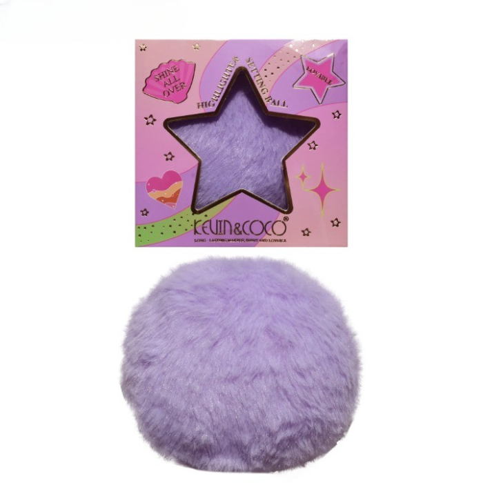 Aplicator pentru Iluminator/Pudra, Tip Buretel Pufos, Kevin & Coco, 9.6 x 9.6 x 7.2cm, Mov [3]