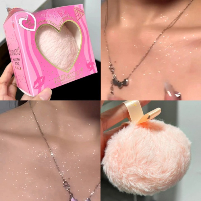 Aplicator pentru Iluminator/Pudra, Tip Buretel Pufos, Kevin & Coco, 9.6 x 9.6 x 7.2cm, Roz [5]