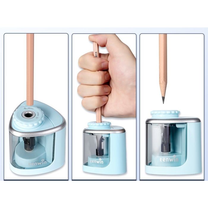 Ascutitoare Electrica Semi-Automata, , din Plastic, Baterii 2 x AA (neincluse), 6.5 x 6.5 x 7.5 cm, Albastru [5]