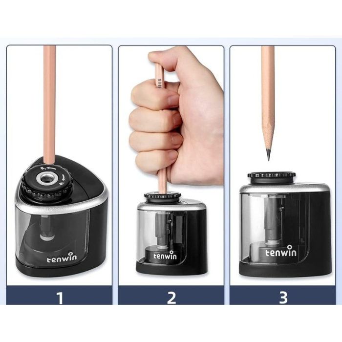 Ascutitoare Electrica Semi-Automata, , din Plastic, Baterii 2 x AA (neincluse), 6.5 x 6.5 x 7.5 cm, Negru [5]