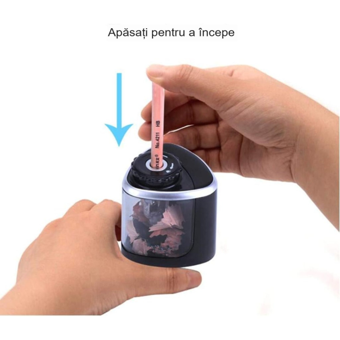 Ascutitoare Electrica Semi-Automata, , din Plastic, Baterii 2 x AA (neincluse), 6.5 x 6.5 x 7.5 cm, Negru [3]