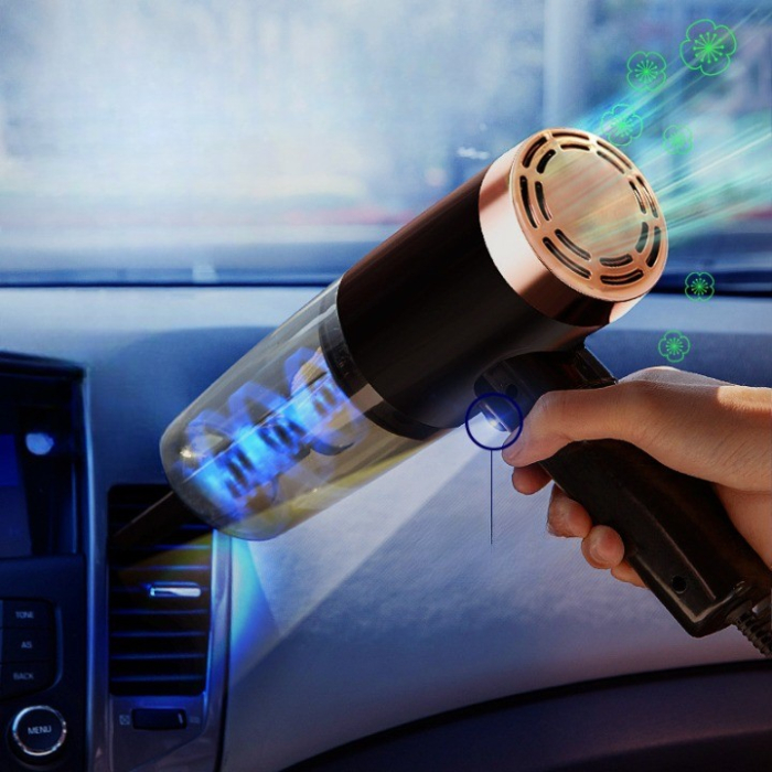 Aspirator Portabil Auto, , pentru Casa si Masina, Cablu Auto, Tub Prelungitor, 4 Capete de Aspirare, 20x16x19cm, Negru [2]