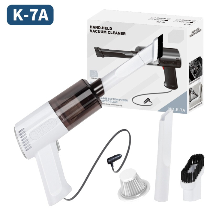 Aspirator Portabil Auto, , Tip Pistol K7A, Pentru Casa si Masina, Cablu Auto, 36 x 17 cm, Alb [2]