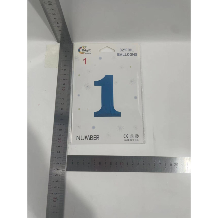Balon din Folie , Cifra 1, 81 cm, Pentru Aer sau Heliu, Bulk, Albastru [7]