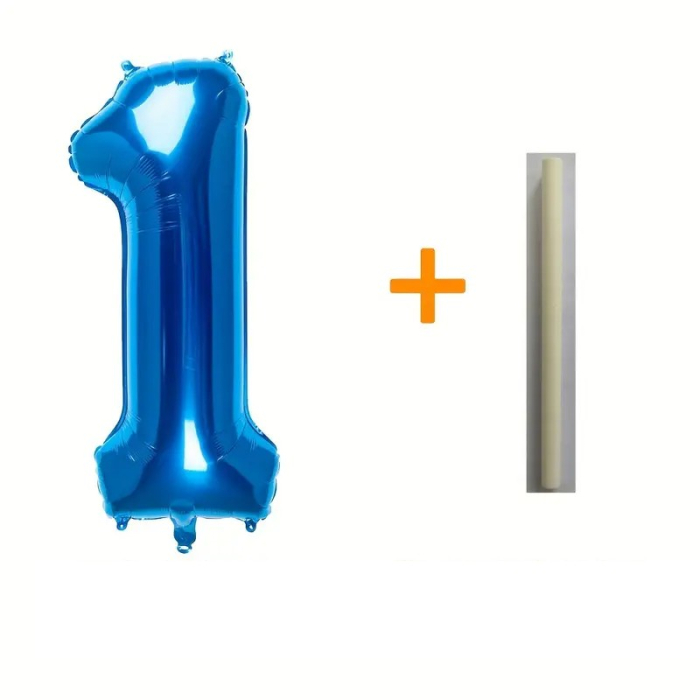 Balon din Folie , Cifra 1, 81 cm, Pentru Aer sau Heliu, Bulk, Albastru [2]