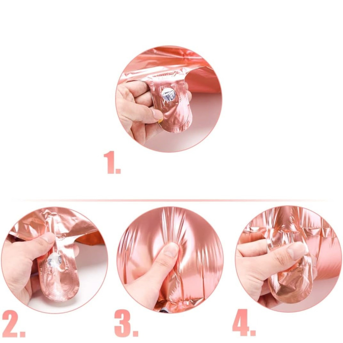 Balon din Folie , Cifra 3, 81 cm, Pentru Aer sau Heliu, Bulk, Roz Auriu [3]