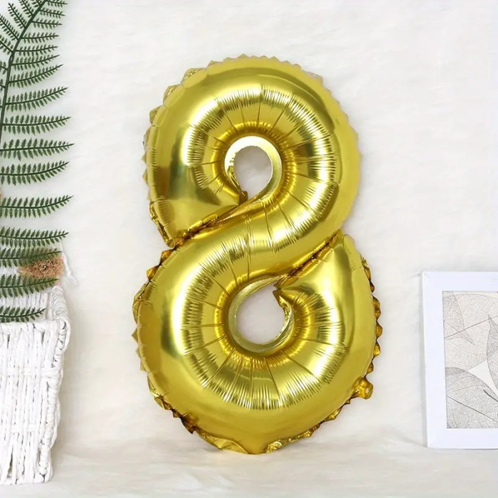Balon din Folie , Cifra 8, 81 cm, Pentru Aer sau Heliu, Bulk, Auriu [2]