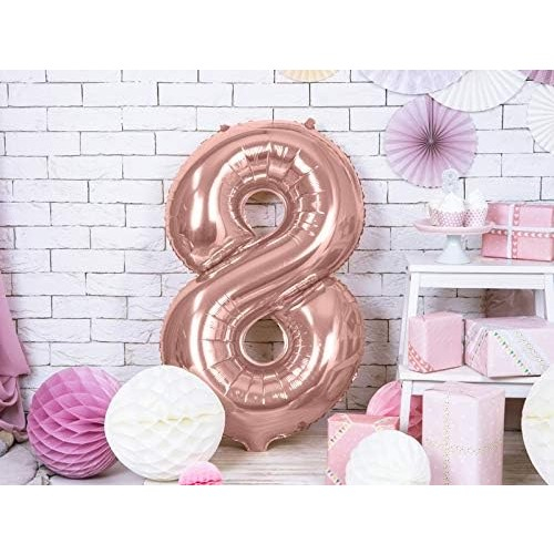 Balon din Folie , Cifra 8, 81 cm, Pentru Aer sau Heliu, Bulk, Roz Auriu [4]