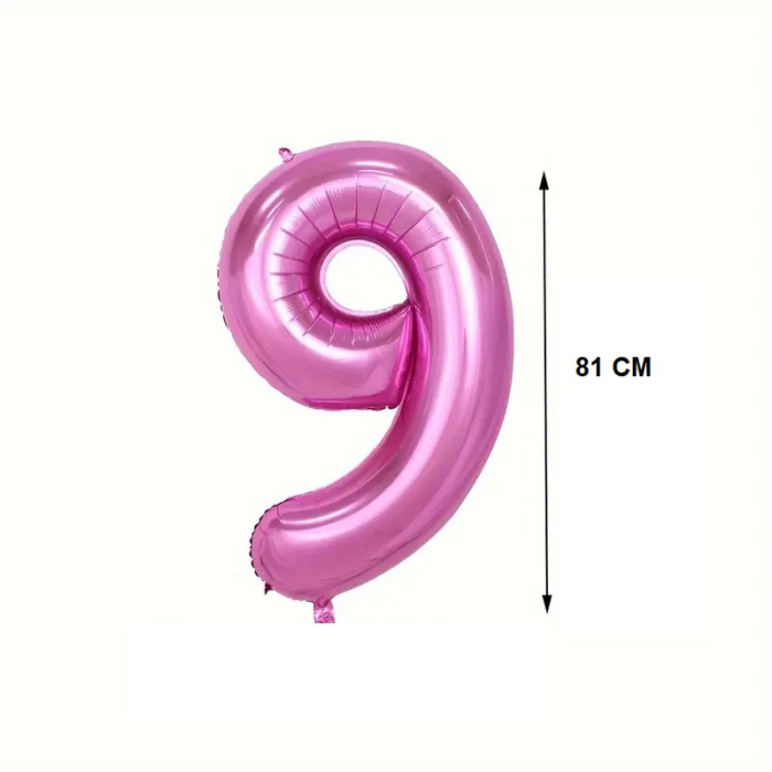 Balon din Folie , Cifra 9, 81 cm, Pentru Aer sau Heliu, Bulk, Mov [2]