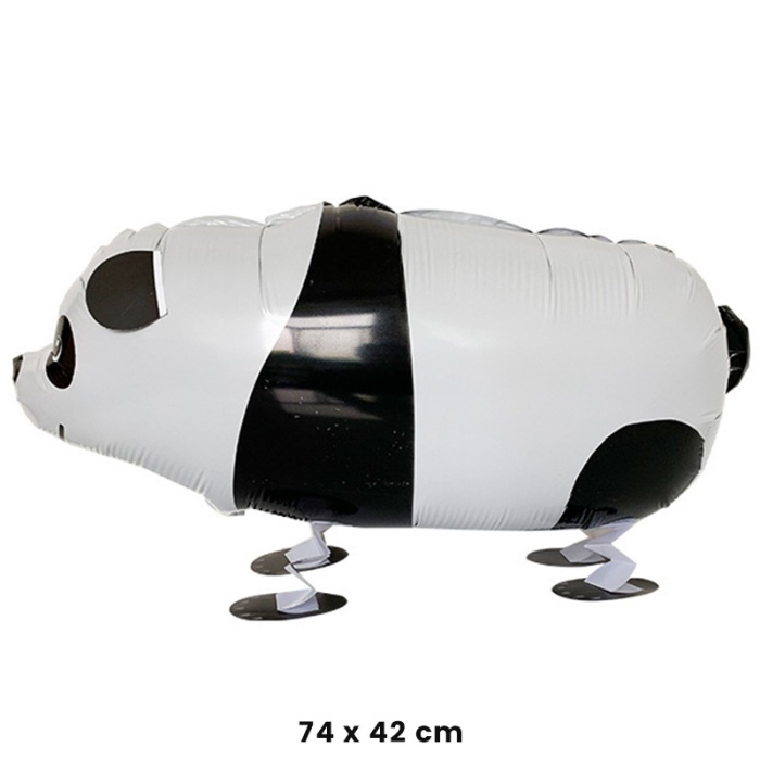 Balon din Folie Metalizata, , Figurina Animata, Model Panda, 74x42 cm, Ambalaj Individual, Pai Inclus, Umflare cu Aer sau Heliu, Alb-negru [2]