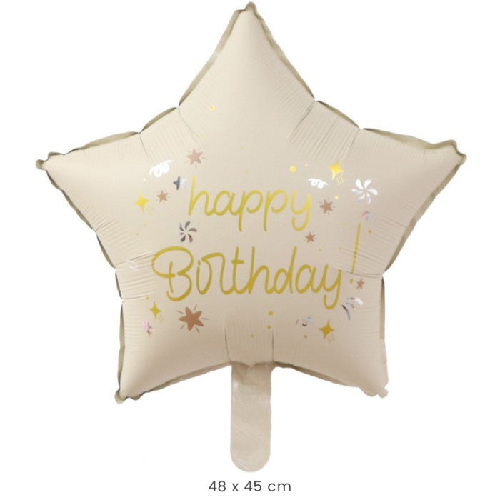 Balon din Folie Metalizata, , Figurina Animata, Model Stea, 45 cm, Ambalaj Individual, Pai Inclus, Umflare cu Aer sau Heliu, Bej [2]