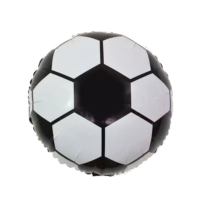 Balon din Folie Metalizata, , Figurina Cerc, Model Minge de Fotbal, Tematica Sport, 45 cm, Ambalaj Individual, Pai Inclus, Umflare cu Aer sau Heliu, Alb-Negru [5]