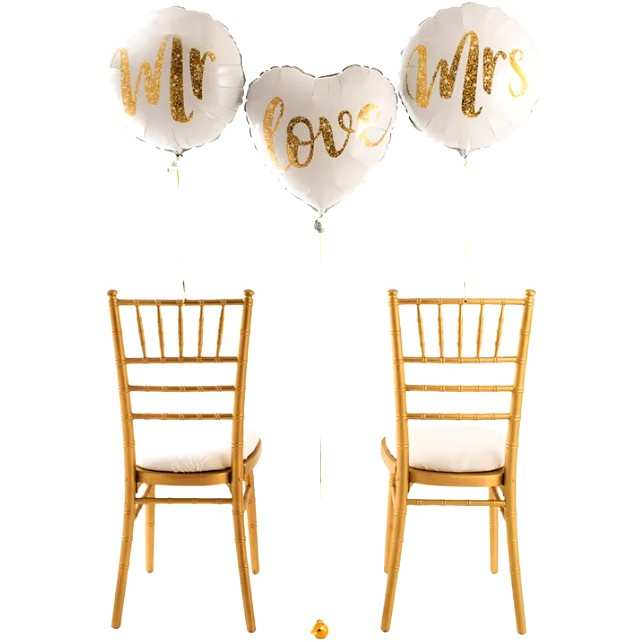 Balon din Folie Metalizata, , Figurina Cerc, Model MRS, Tematica Nunta, 45 cm, Ambalaj Individual, Pai Inclus, Umflare cu Aer sau Heliu, Alb [10]