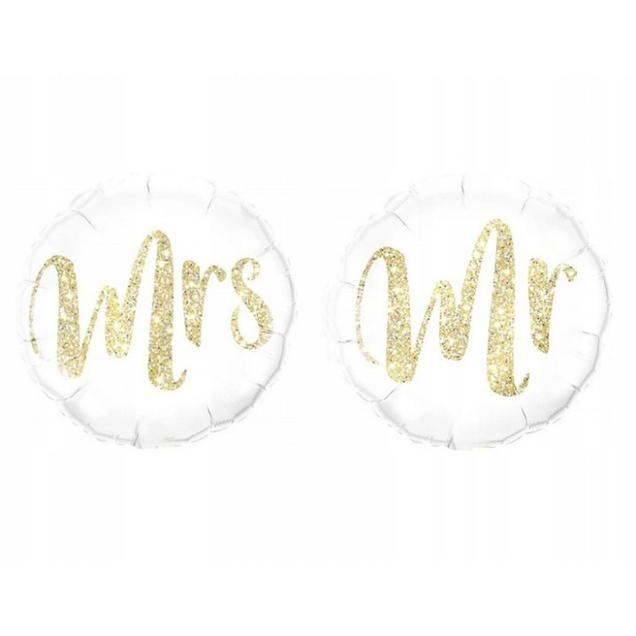 Balon din Folie Metalizata, , Figurina Cerc, Model MRS, Tematica Nunta, 45 cm, Ambalaj Individual, Pai Inclus, Umflare cu Aer sau Heliu, Alb [7]