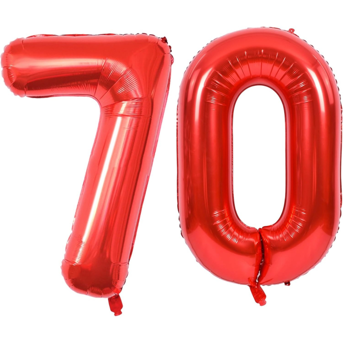 Balon din Folie Metalizata, , Figurina Cifra, Model 7, Tema Aniversare 40 cm, Ambalaj Individual, Pai Inclus, Umflare cu Aer sau Heliu, Rosu [4]