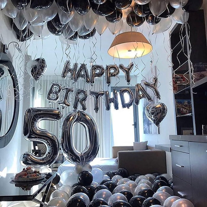 Balon din Folie Metalizata, , Figurina Cifra, Tema Aniversare 100 cm, Ambalaj Individual, Pai inclus, Umflare cu Aer sau Heliu, Argintiu, Cifra 5 [3]