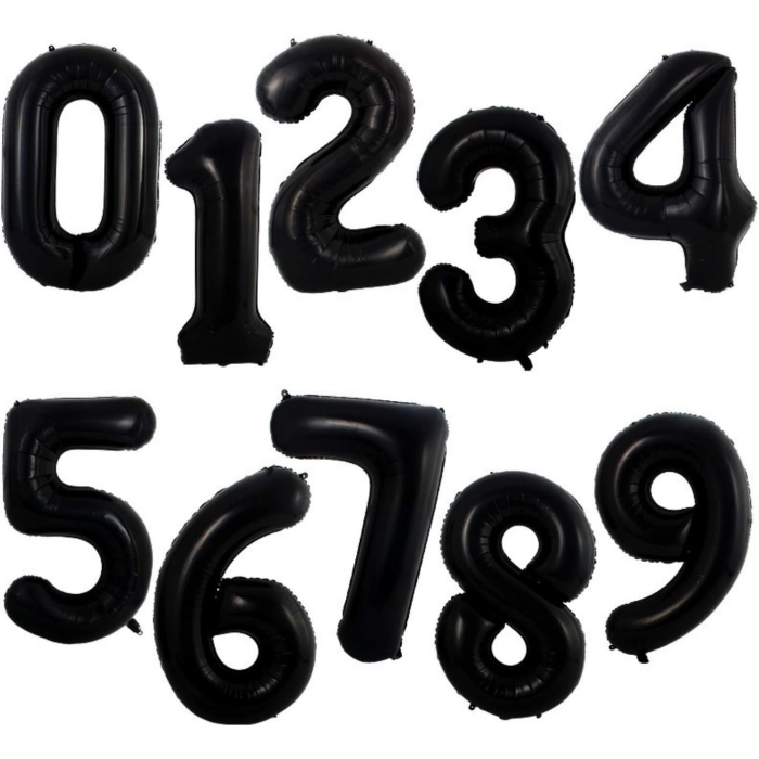 Balon din Folie Metalizata, , Figurina Cifra, Tema Aniversare 100 cm, Ambalaj Individual, Pai inclus, Umflare cu Aer sau Heliu, Negru, Cifra 5 [8]