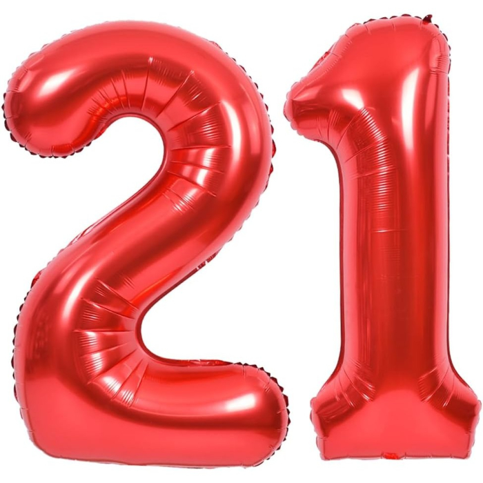 Balon din Folie Metalizata , Figurina Cifra, Tema Aniversare 40 cm, Ambalaj Individual, Pai inclus, Umflare cu Aer sau Heliu, Rosu, Cifra 1 [7]
