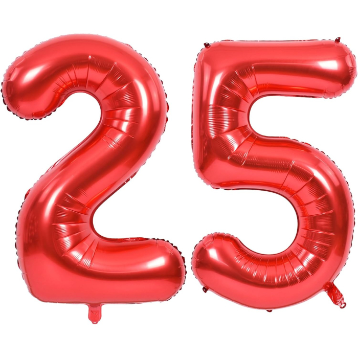 Balon din Folie Metalizata , Figurina Cifra, Tema Aniversare 40 cm, Ambalaj Individual, Pai inclus, Umflare cu Aer sau Heliu, Rosu, Cifra 5 [7]