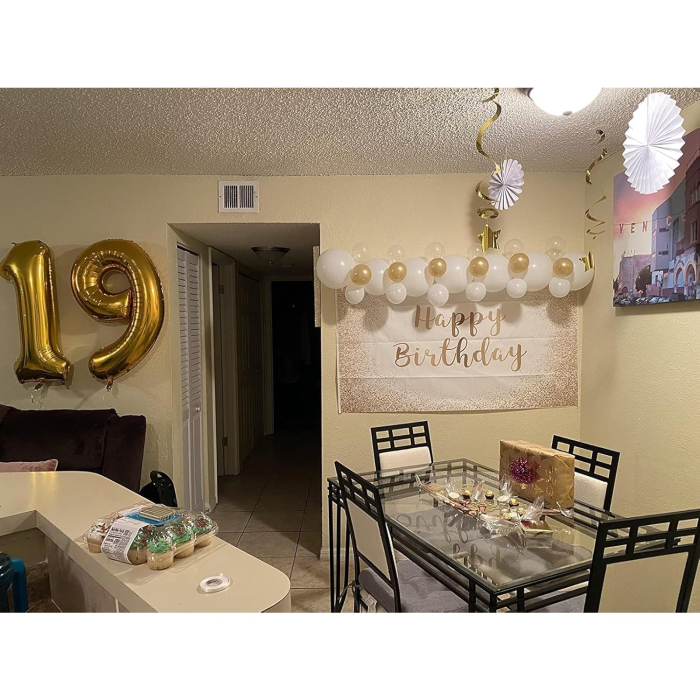 Balon din Folie Metalizata , Figurina Cifra, Tema Aniversare 80 cm, Ambalaj Individual, Pai inclus, Umflare cu Aer sau Heliu, Auriu, Cifra 9 [5]