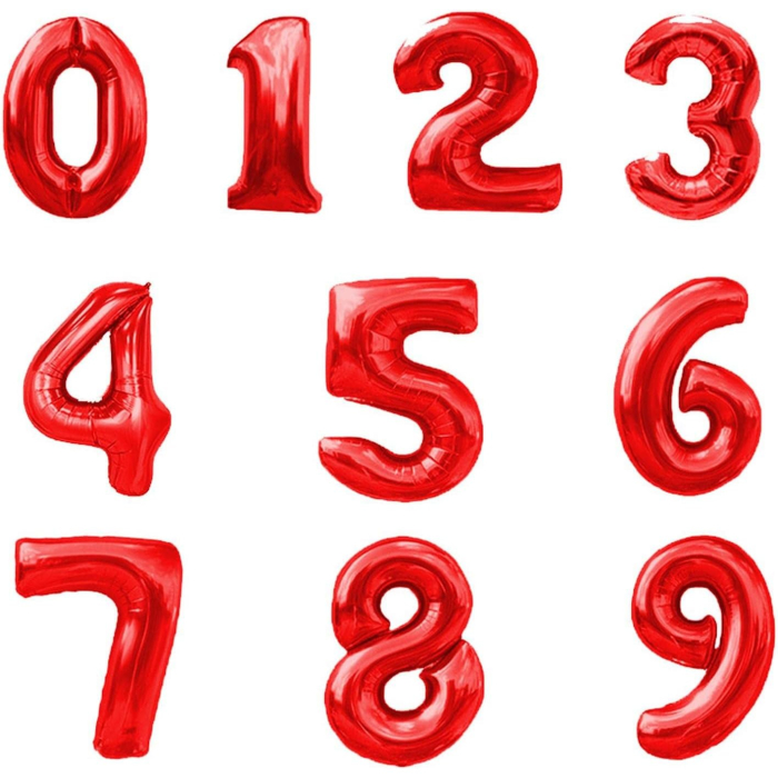 Balon din Folie Metalizata , Figurina Cifra, Tema Aniversare 80 cm, Ambalaj Individual, Pai inclus, Umflare cu Aer sau Heliu, Rosu, Cifra 2 [3]