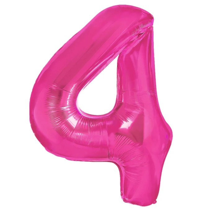Balon din Folie Metalizata , Figurina Cifra, Tema Aniversare 80 cm, Ambalaj Individual, Pai inclus, Umflare cu Aer sau Heliu, Roz, Cifra 4 [3]