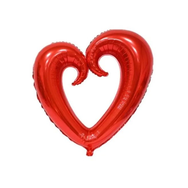 Balon din Folie Metalizata, , Figurina Inima Gigantica, Tema Ziua Indragostitilor, 100 cm, Ambalaj Individual, Pai Inclus, Umflare cu Aer sau Heliu, Rosu [3]