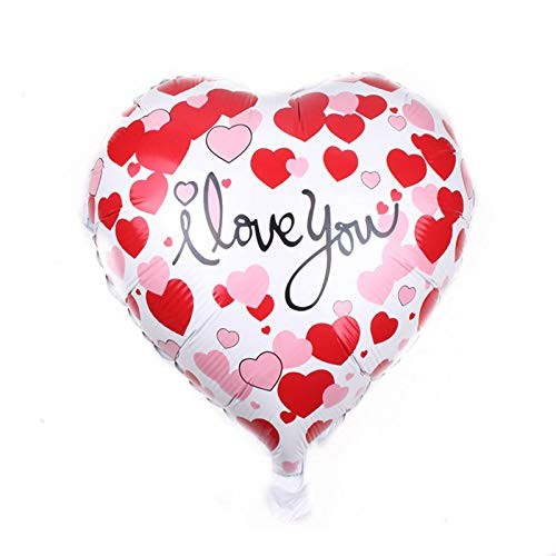 Balon din Folie Metalizata, , Figurina Inimioara, Model I LOVE YOU, Tematica Iubire, 45 cm, Ambalaj Individual, Pai Inclus, Umflare cu Aer sau Heliu, Rosu [4]