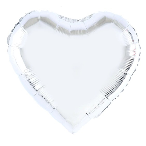 Balon din Folie Metalizata, , Figurina Inimioara, Model Simplu, Tematica Iubire, 40 cm, Ambalaj Individual, Pai Inclus, Umflare cu Aer sau Heliu, Argintiu [2]